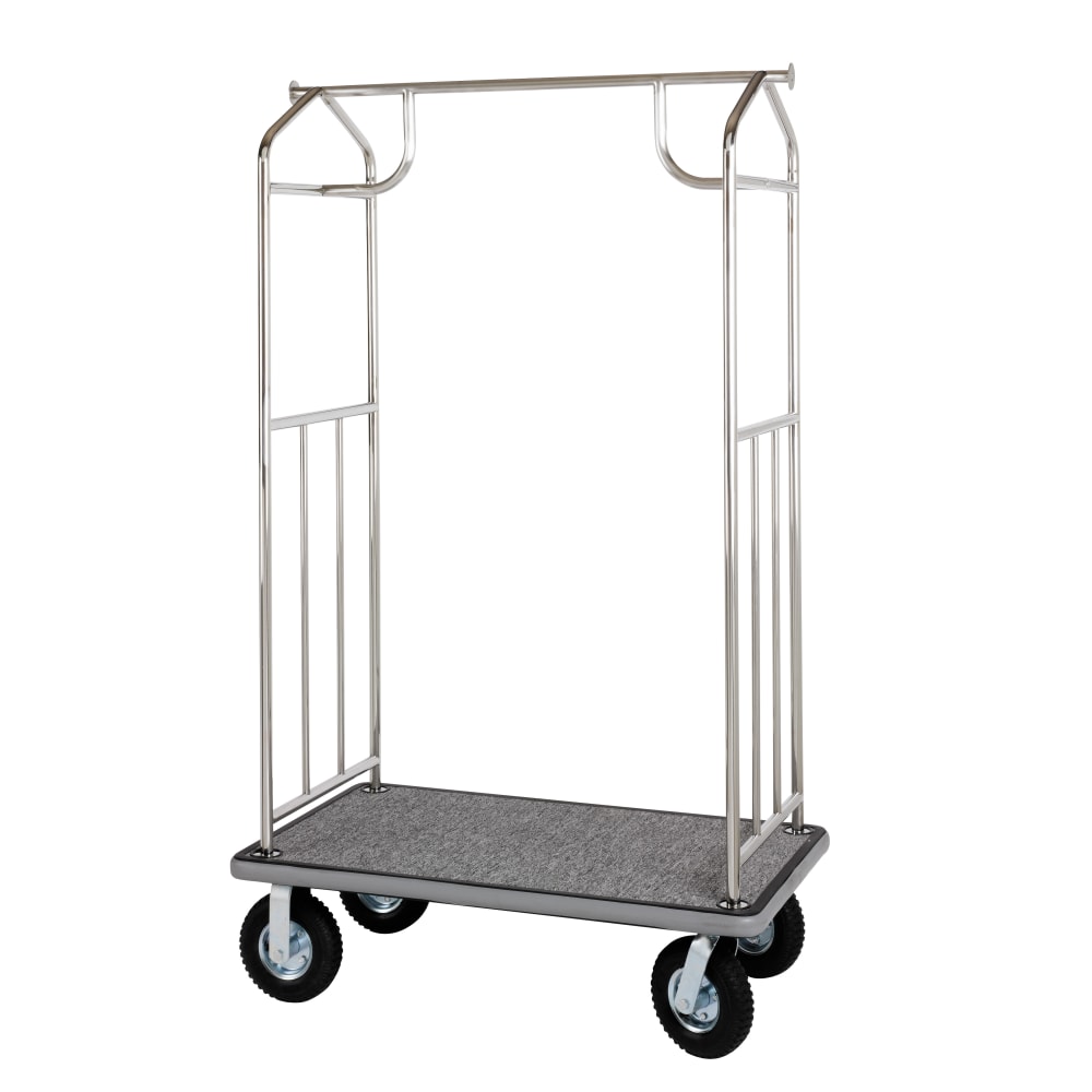 Hospitality 1 Source Transporter Bellmans Cart, 68inH x 43inW x 25inD, Gray Carpet/Chrome MPN:XDBCEC-6