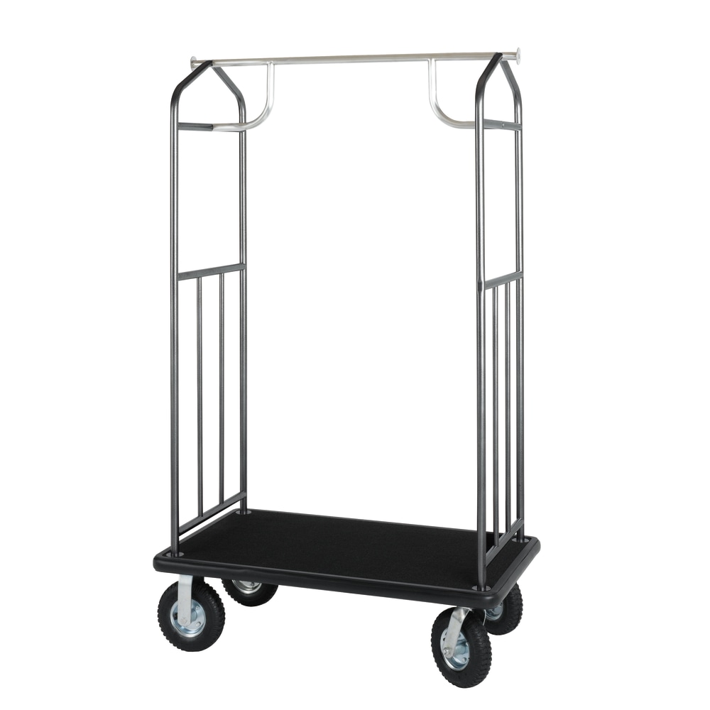 Hospitality 1 Source Transporter Bellmans Cart, 68inH x 43inW x 25inD, Black Carpet/Hammertone MPN:XDBCPC01-6