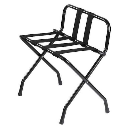 Luggage Rack, Metal, w/Back, Black Finish MPN:LRBRSTBL