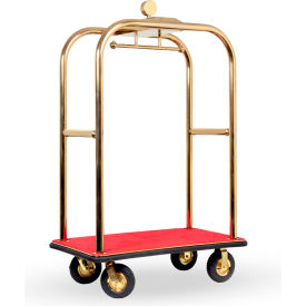 Hospitality 1 Source Boardwalk Bellman's Luggage Cart w/ Red Carpet & 8