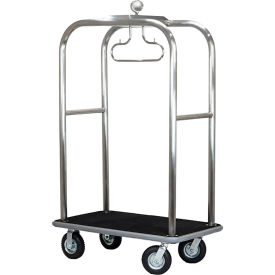 Hospitality 1 Source Boardwalk Bellman's Luggage Cart w/ Black Carpet & 8