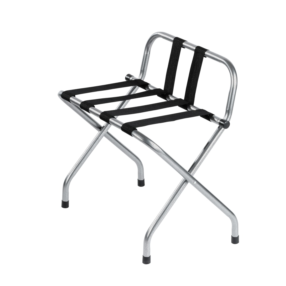 Hospitality 1 Source Metal Luggage Racks With Backrests, 26inH x 22inW x 17inD, Hammertone, Pack Of 4 Racks MPN:LRBRST01