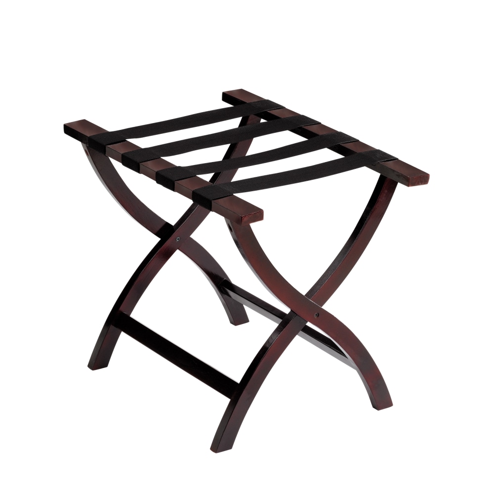 Hospitality 1 Source Contoured Wooden Luggage Racks, 20inH x 23inW x 17inD, Mahogany, Pack Of 2 Racks MPN:LRWMC04