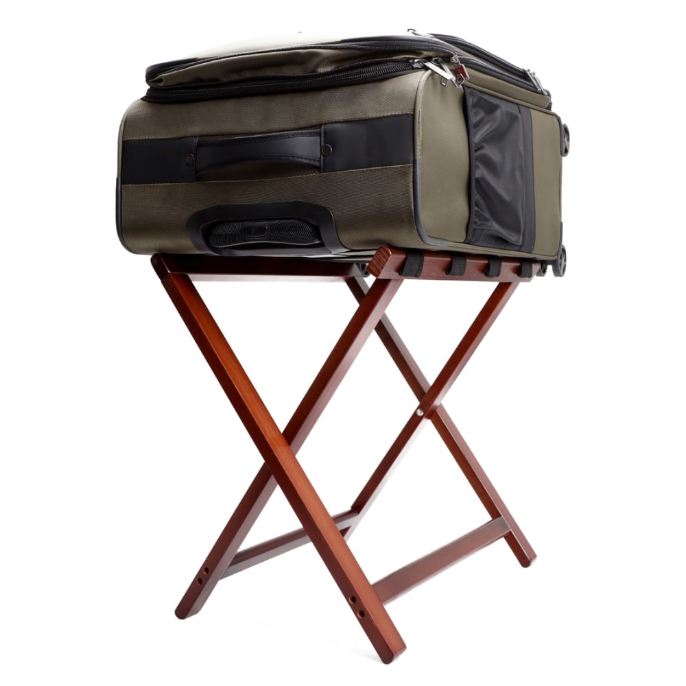 Hospitality 1 Source Wooden Luggage Racks, 20in x 22in x 14in, Walnut/Mahogany, Pack Of 4 Racks MPN:LRWSTD01