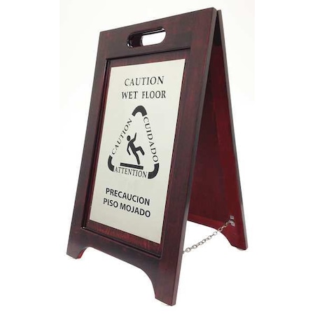 Wet Floor Sign, 24 in H, 14 in W, Wood, English, Spanish, WWF-NI MPN:WWF-NI