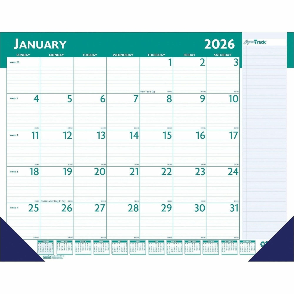 House of Doolittle ExpressTrack Desk Pad Calendar, Julian Dates, Monthly, 13 Month, January 2025 to January 2026 MPN:148