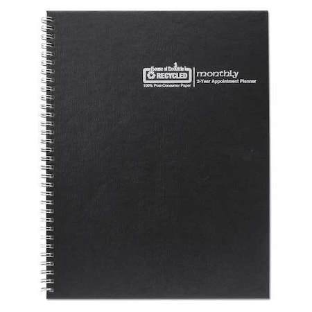 Monthly Hard Cover Two-Year Planner, 11 x 8.5, Black Cover, 24-Month: Jan 2025 to Dec 2026 MPN:262092