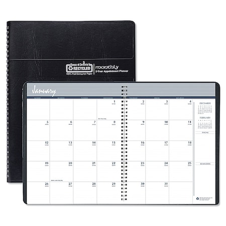 Recycled Two Year Monthly Planner with Expense Logs, 8.75 x 6.88, 24-Month: Jan 2025 to Dec 2026 MPN:2680-02