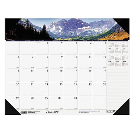 Earthscapes Recycled Monthly Desk Pad Calendar, Mountains Photos, 22 x 17, 12-Month(Jan-Dec): 2025 MPN:HOD176