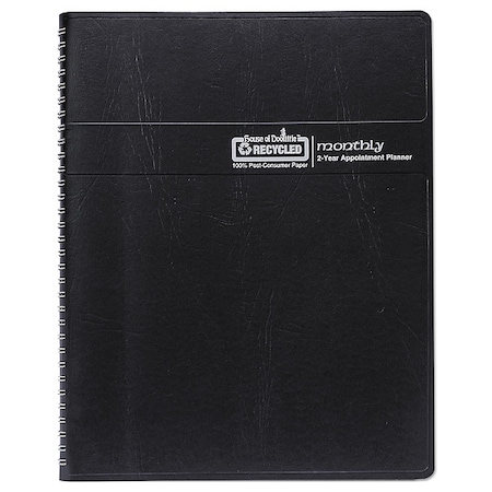 Recycled Ruled Monthly Planner, 11 x 8.5, Black Cover, 24-Month: Jan 2025 to Dec 2026 MPN:HOD262002