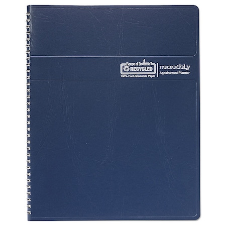 Recycled Ruled Monthly Planner, 11 x 8.5, Blue Cover, 14-Month: Dec 2024 to Jan 2026 MPN:HOD26207