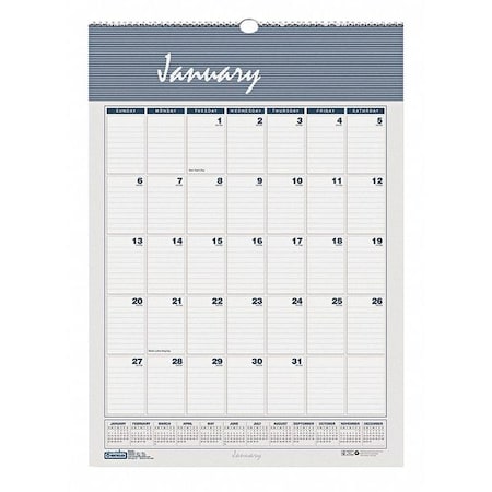 Monthly Wall Calendar, 12x17 In. MPN:HOD332