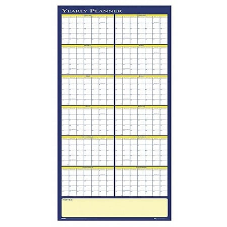 Yearly Wall Planner, Reversible, 60x26 In. MPN:HOD3974