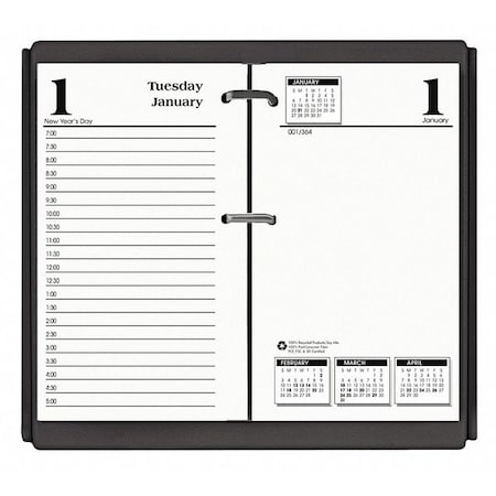 Calendar Refill, Daily, 3-1/2 x 6 In, White MPN:HOD4717