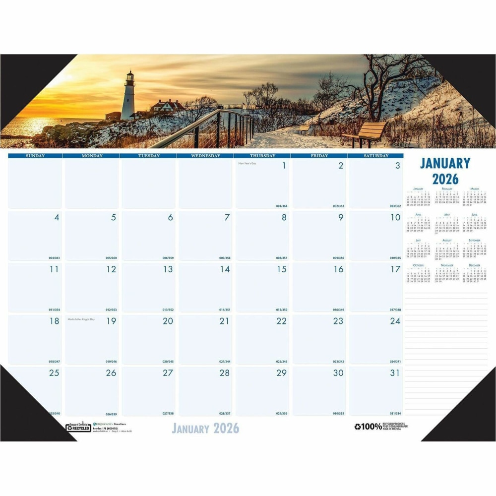 House of Doolittle EarthScapes Coastlines Desk Pad - Julian Dates - Monthly - 1 Year - January 2024 - HOD178 MPN:HOD178
