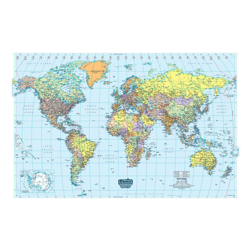 House of Doolittle Laminated World Map, 33in x 50in MPN:710