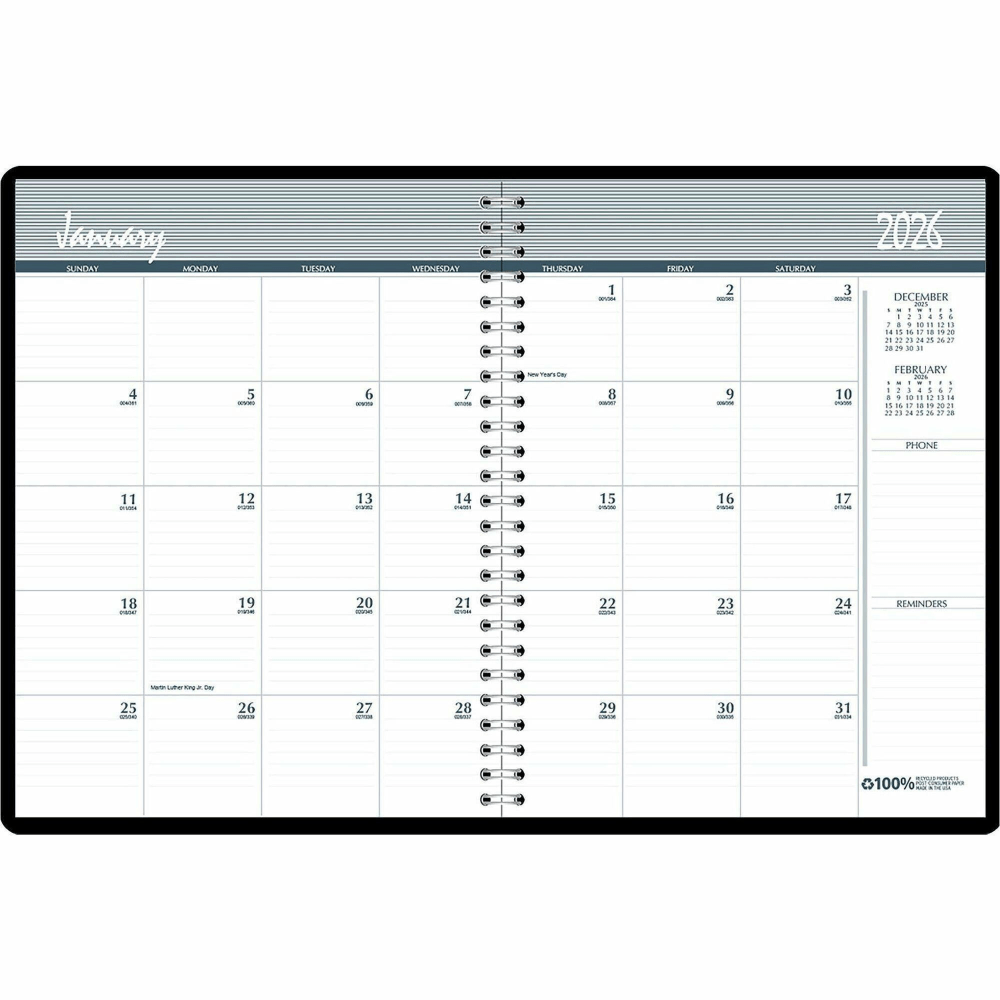 House of Doolittle Wirebound Monthly Planner, Julian Dates, Monthly, December 2024 to January 2026 MPN:26202
