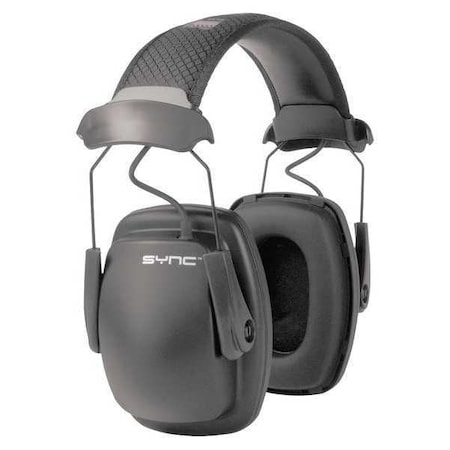 Sync Stereo Over-the-Head Electronic Ear Muffs, 25 dB NRR, Rigid, Black MPN:1030110