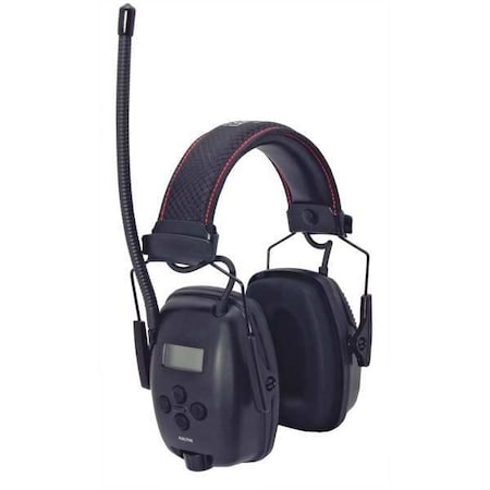 Sync Radio Over-the-Head Electronic Ear Muffs, 25 dB NRR, Rigid, Black MPN:1030331