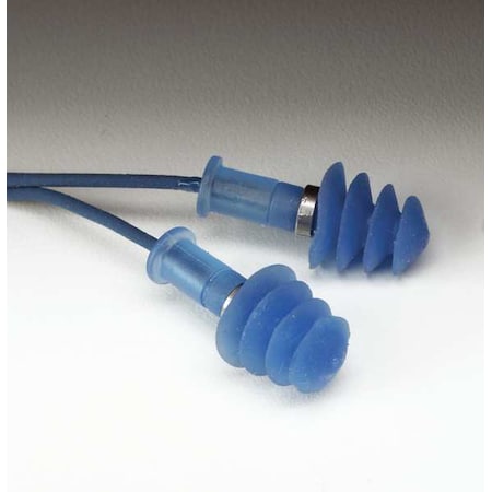 Fusion Reusable Corded Ear Plugs, Metal Detectable, Flanged Shape, NRR 25 dB, M, Blue, 100PK MPN:FDT-30