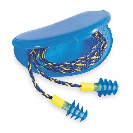 Fusion Reusable Corded Ear Plugs, Flanged Shape, NRR 27 dB, Storage Case, M, Blue, 100PK MPN:FUS30-HP