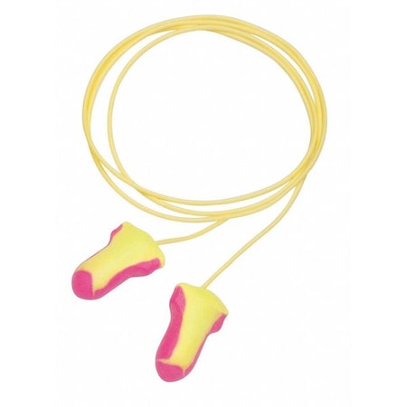 Laser Lite Disposable Corded Earplugs, Foam, Contoured-T Shape, NRR 32 dB, Magenta/Yellow, 5PK MPN:LL-5-30