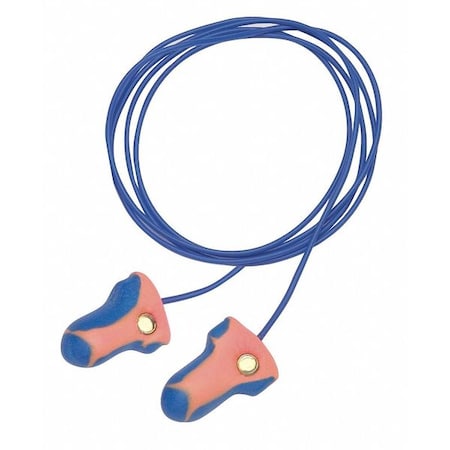 LaserTrak Disposable Corded Earplugs, Metal-Detectable, Contoured-T, Blue/Orange, 33 dB, 5 Pairs MPN:LT-5-30