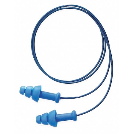 SmartFit Reusable Corded Ear Plugs, Metal Detectable, Flanged Shape, NRR 25 dB, Blue, 100PK MPN:SDT-30