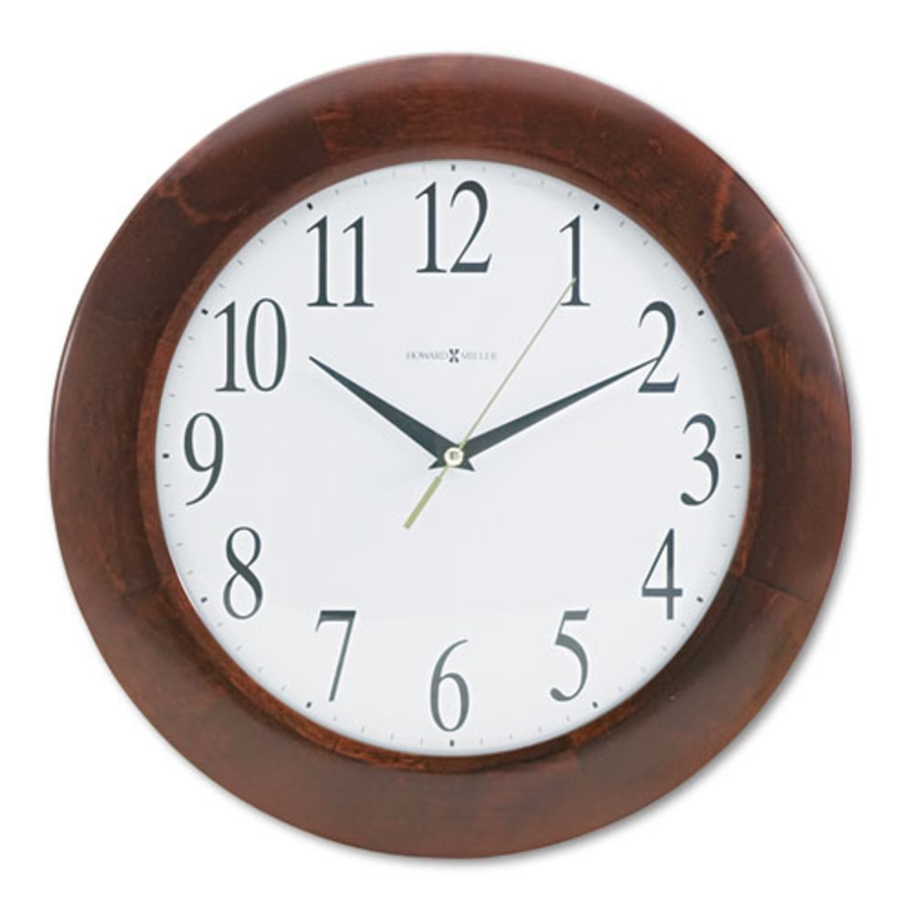Howard Miller Corporate Wall Clock - Analog - Quartz - White Main Dial - Cherry/Wood Case - Cherry Finish (Min Order Qty 2) MPN:625214