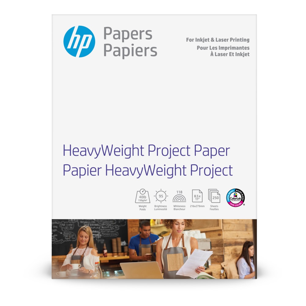 HP Heavyweight Project Paper, White, Letter (8.5in x 11in), 250 Sheets Per Pack, 95 Brightness, 40 Lb, 95 Brightness (Min Order Qty 3) MPN:Z4R14A