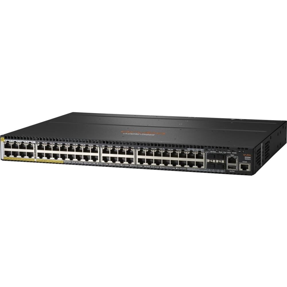 HPE Aruba 2930M 40G 8 HPE Smart Rate PoE Class 6 1-slot Switch - Switch - L3 - managed - 36 x 10/100/1000 + 4 x combo Gigabit SFP + 8 x 1/2.5/5/10GBase-T (PoE Class 6) - rack-mountable - PoE Class 6 (1440 W) MPN:R0M67A