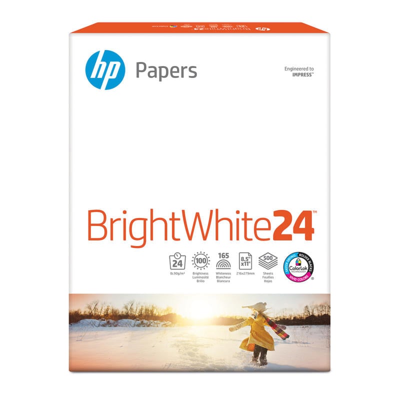 HP Bright White Inkjet Paper, Letter Size (8 1/2in x 11in), 24 Lb, Ream Of 500 Sheets (Min Order Qty 5) MPN:C1824A