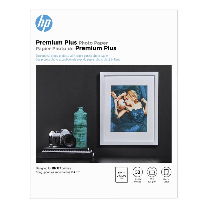 HP Premium Plus Photo Paper for Inkjet Printers, Glossy, Letter Size (8 1/2in x 11in), 80 Lb, Pack Of 50 Sheets (CR664A) (Min Order Qty 2) MPN:CR664A