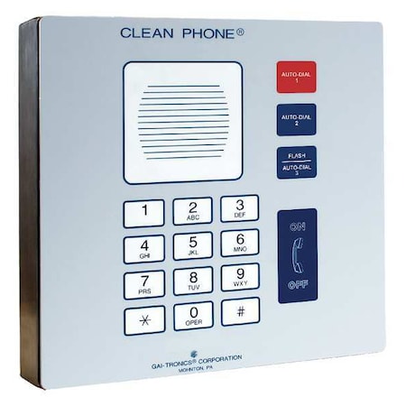 Cleanroom Telephone, Cordless, Wall Mount, Gray MPN:295-001W