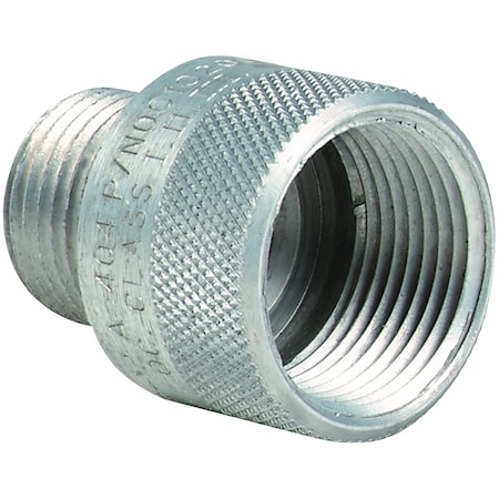 Conduit Fitting Adapter, 3/8 in, 1/2 in, Threaded, Aluminum, Plain, Silver MPN:ADUP-01