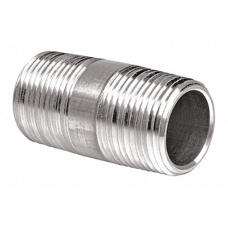 IMC/Rigid Nipple, 1/2 in, Threaded, Aluminum, Plain, Silver MPN:AN-1B