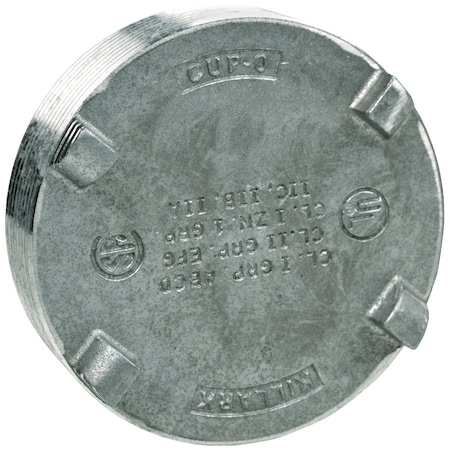 Conduit Fitting Plug, 4 in, Aluminum, Plain, Gray MPN:CUP-0