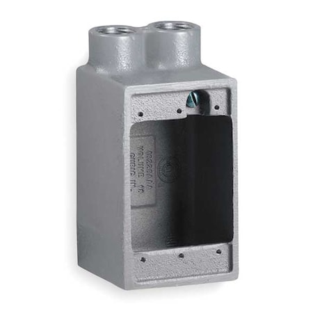 Weatherproof Electrical Box, 28 cu in, FDS Box Type, 1 Gang, Malleable Iron, Rectangular Shape MPN:FDS-2M