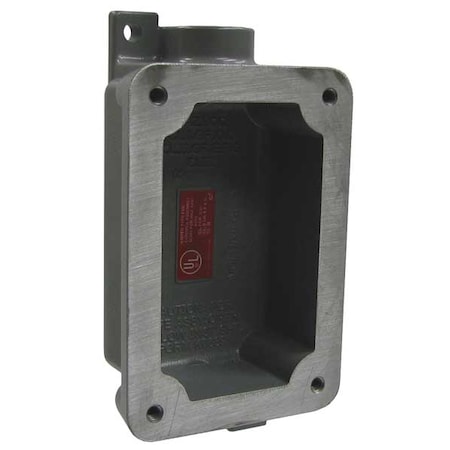 Electrical Box, 15.5 cu in, Device Box Type, 1 Gang, Aluminum, Rectangular Shape MPN:FXB-1
