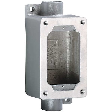 Electrical Box, 22 cu in, Device Box Type, 1 Gang, Aluminum, Rectangular Shape MPN:SWB-4