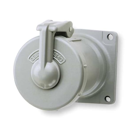 Pin & Sleeve Receptacle, 100 A, 600V AC/250V DC, Single Phase, 2 Pole, Style 2 Grounding, Gray MPN:VR1032