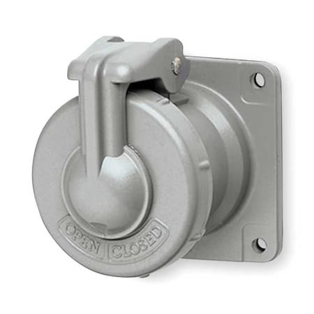 Pin & Sleeve Receptacle, 30 A, 600V AC/250V DC, Single Phase, 3 Pole, Style 2 Grounding, Gray MPN:VR332