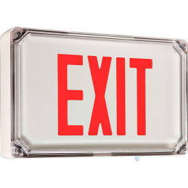 Hubbell Die Cast Alum. Wet Listed Emer. Exit White w/ Red Letters Single Face w/Battery SEWLSRWE