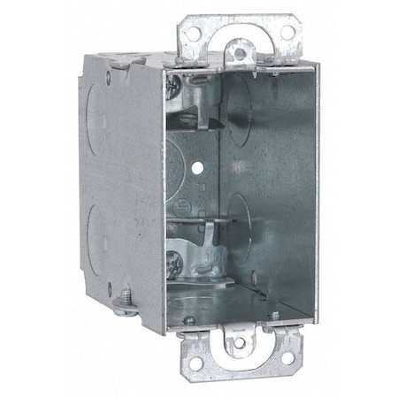 Electrical Box, 18 cu in, Switch Box Type, 1 Gang, Galvanized Zinc, Rectangular Shape MPN:600