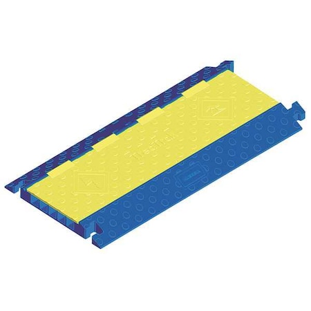 Cable Protector, 2 in H, 3 ft L, 17-1/2 in W, 5 Channel, Polyurethane, Blue, Yellow MPN:HBLTRED5B