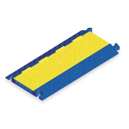 Cable Protector, 2-3/8 in H, 3 ft L, 20 in W, 5 Channel, Polyurethane, Blue, Yellow MPN:HBLTT5B