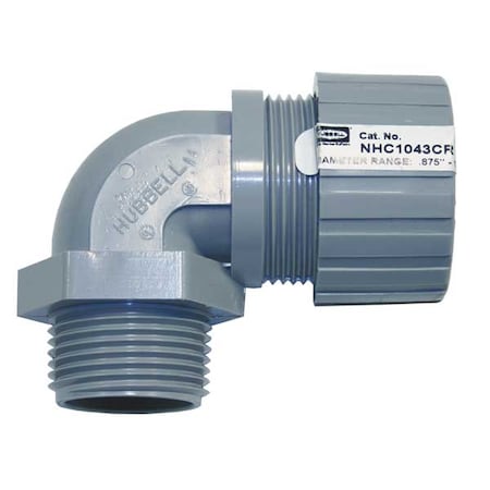 Liquid Tight Connector, 1 in., 90 deg, Gray MPN:NHC1043CR