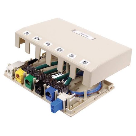 Surface Mount Box, 6 Ports, Office White MPN:HSB6OW