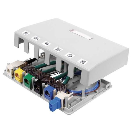 Surface Mount Box, 6 Ports, White MPN:HSB6W