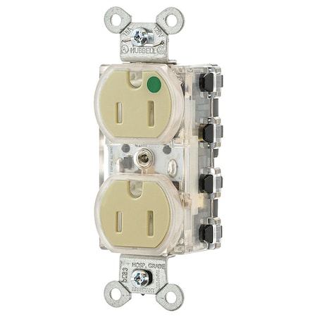Straight Blade Receptacle, 5-15R, 15 A, 125V AC, 2 Pole, 3 Wire, Flush Mount, Grounded MPN:SNAP8200ILTR